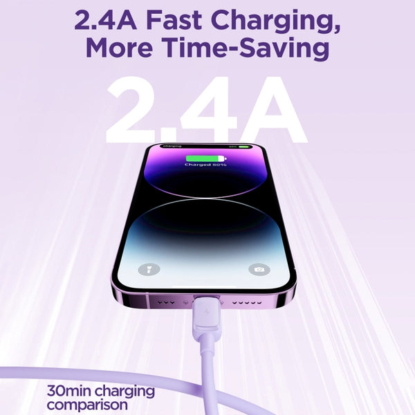 JOYROOM S-AL012A14 Multi-Color Series 2.4A USB to 8 Pin Fast Charging Data Cable, Length:...(Purple)