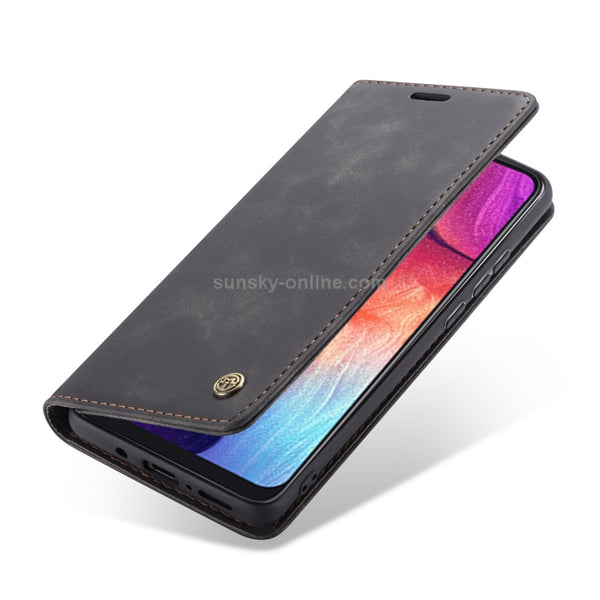 CaseMe-013 Multifunctional Retro Frosted Horizontal Flip Leather Case for Galaxy A30S A50S...(Black)