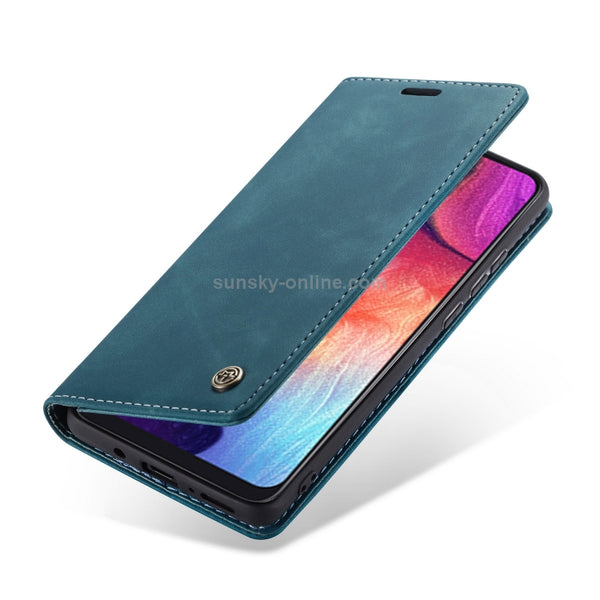 CaseMe-013 Multifunctional Retro Frosted Horizontal Flip Leather Case for Galaxy A30S A50S ...(Blue)