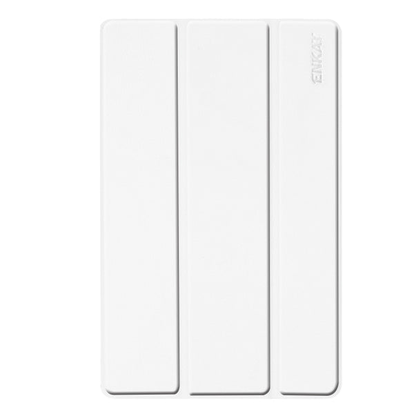 ENKAY PU Leather Plastic Bottom Case with Three-folding Holder for Galaxy Tab A 10.1 (2019...(White)