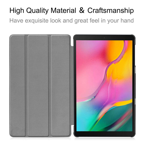 ENKAY PU Leather Plastic Bottom Case with Three-folding Holder for Galaxy Tab A 10.1 (2019...(White)
