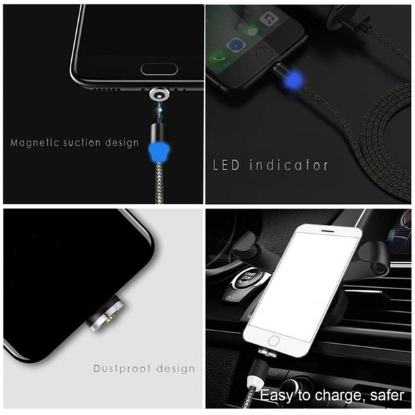 USB to Micro USB Magnetic Metal Connector Nylon Two | color