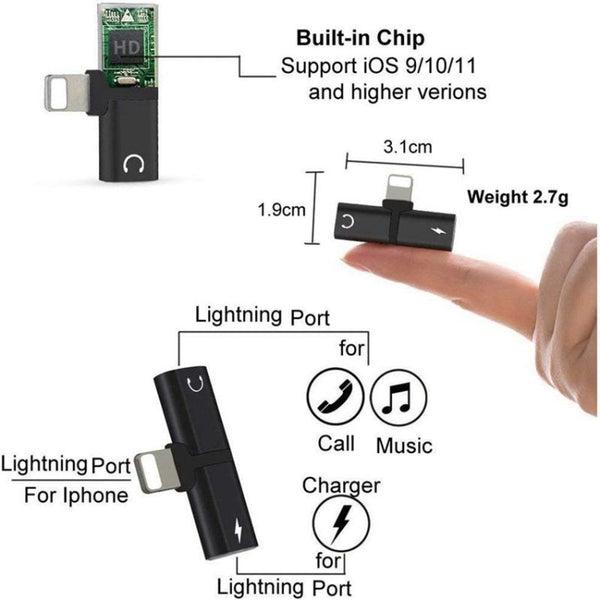 Zs | 18182 2 in 1 8 Pin Male to 8 Pin Charging 8 Pin Audio F