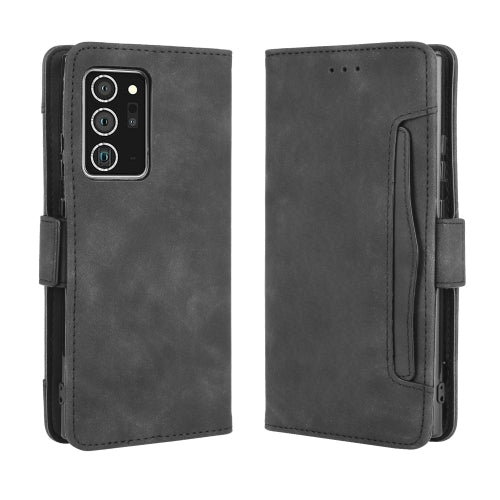 For Samsung Galaxy Note20 Ultra Wallet Style Skin Feel Calf Pattern Leather Case with Sepa...(Black)