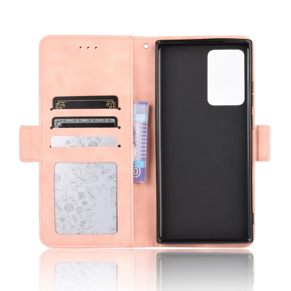 For Samsung Galaxy Note20 Ultra Wallet Style Skin Feel Calf Pattern Leather Case with Separ...(Pink)