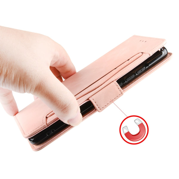 For Samsung Galaxy Note20 Ultra Wallet Style Skin Feel Calf Pattern Leather Case with Separ...(Pink)