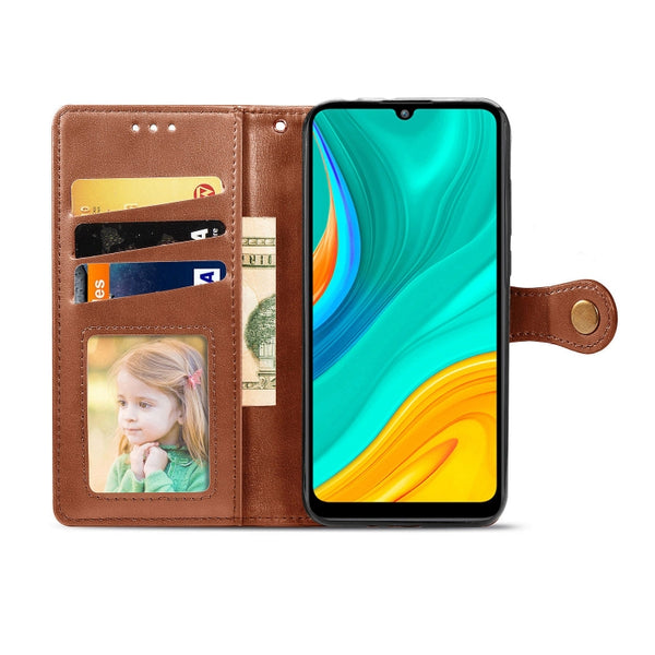 For Huawei Enjoy 10E Retro Solid Color Leather Buckle Phone