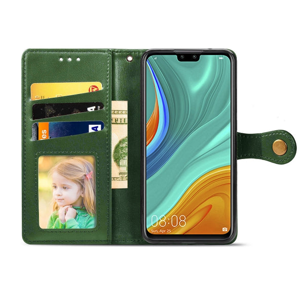 For Huawei Y8S Retro Solid Color Leather Buckle Phone Case w