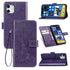 For iPhone 12 12 Pro Four-leaf Clasp Embossed Buckle Mobile Phone Protection Leather Case...(Purple)