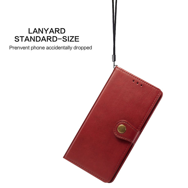 For Samsung Galaxy Note 20 Ultra Retro Solid Color Leather Buckle Phone Case with Lanyard & ...(Red)