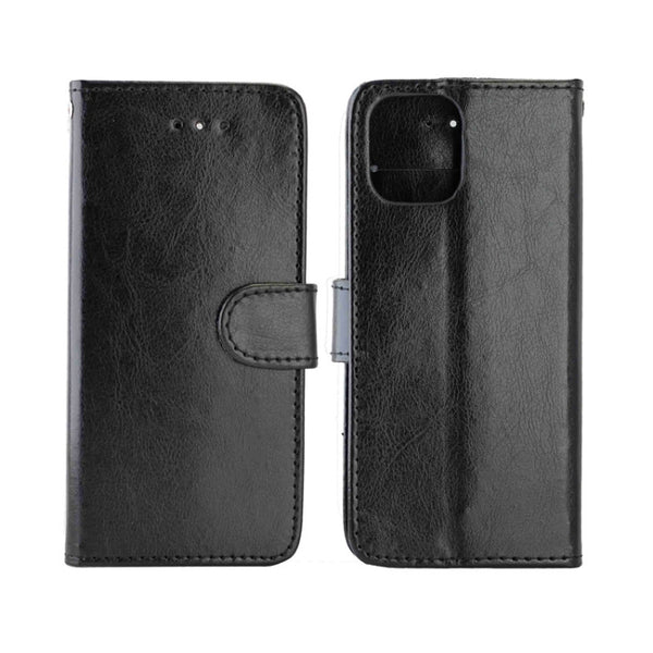 For iPhone 12 Pro Max Crazy Horse Texture Leather Horizontal Flip Protective Case with Hol...(Black)