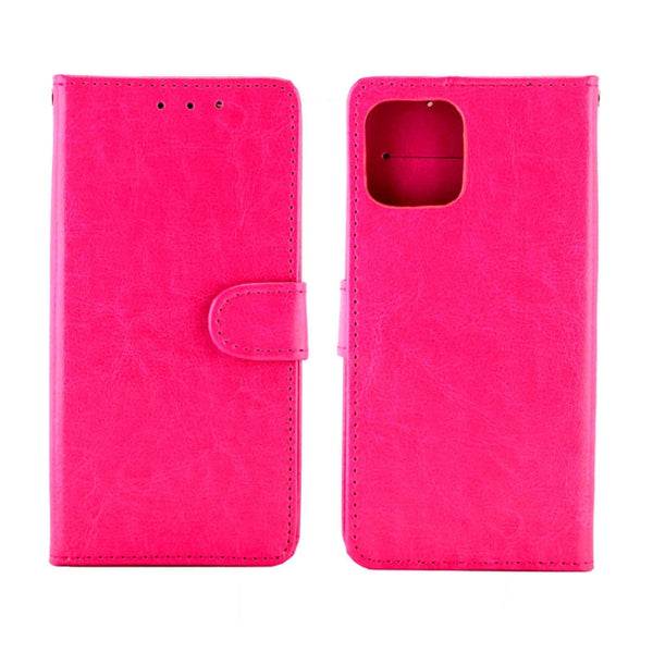 For iPhone 12 Pro Max Crazy Horse Texture Leather Horizontal Flip Protective Case with H...(Magenta)