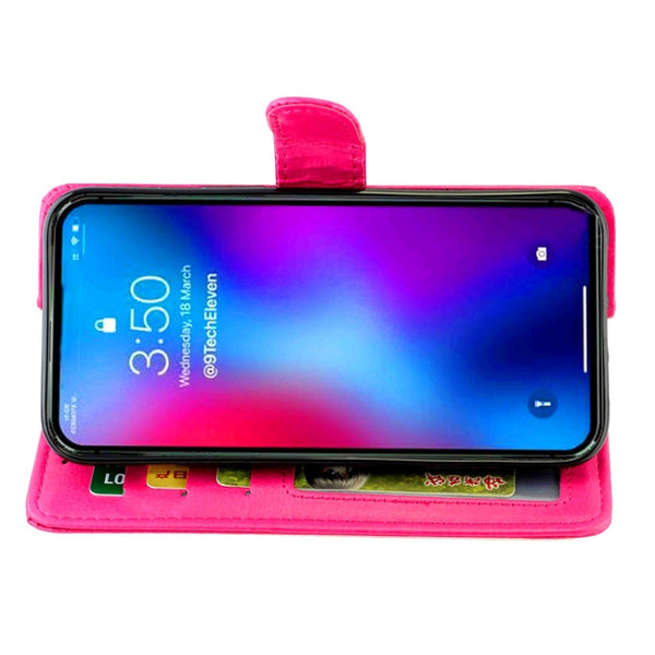 For iPhone 12 Pro Max Crazy Horse Texture Leather Horizontal Flip Protective Case with H...(Magenta)