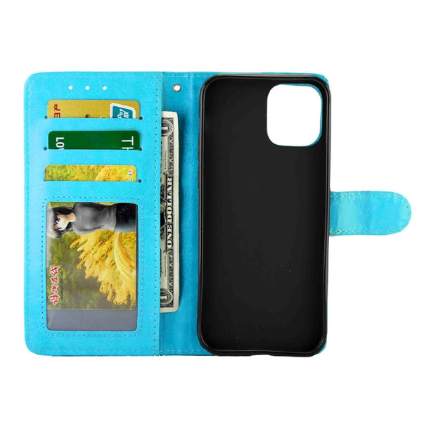 For iPhone 12 Pro Max Crazy Horse Texture Leather Horizontal Flip Protective Case with...(baby Blue)