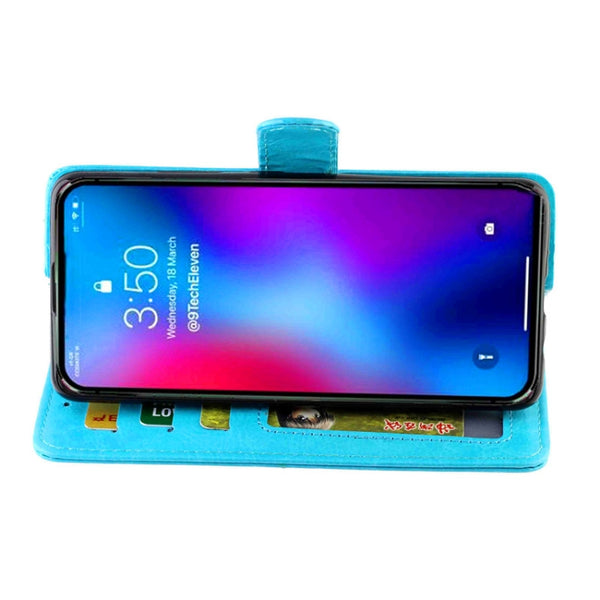 For iPhone 12 Pro Max Crazy Horse Texture Leather Horizontal Flip Protective Case with...(baby Blue)