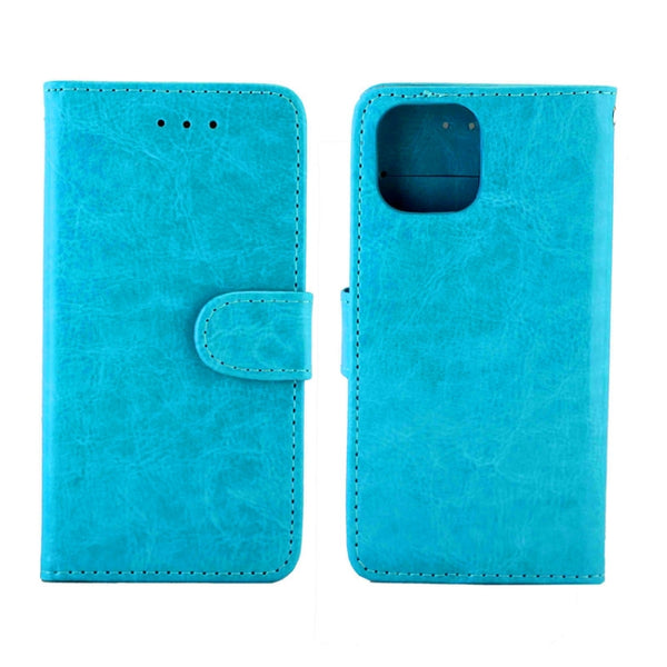 For iPhone 12 mini Crazy Horse Texture Leather Horizontal Flip Protective Case with Ho...(baby Blue)
