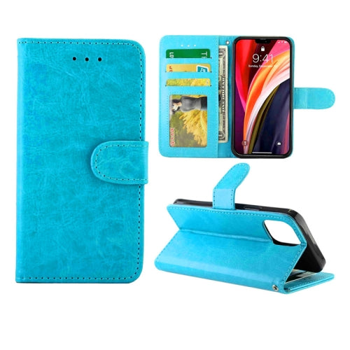 For iPhone 12 mini Crazy Horse Texture Leather Horizontal Flip Protective Case with Ho...(baby Blue)