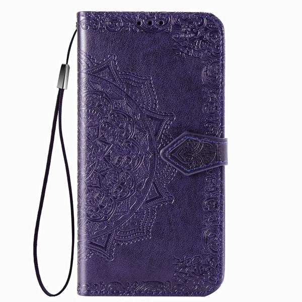 For Galaxy S20 FE S20 Lite Mandala Flower Embossed Horizontal Flip Leather Case with Brac...(Purple)