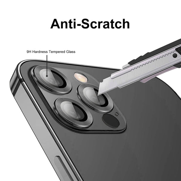 For iPhone 12 Pro ENKAY Hat-Prince Aluminium Alloy Tempered Glass Camera Lens Cover Full C...(Black)