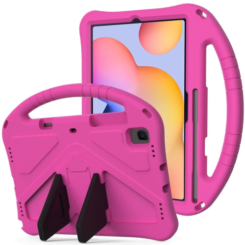 For Galaxy Tab S6 Lite P610 P615 EVA Flat Anti Falling Protective Case Shell with Holder(RoseRed)