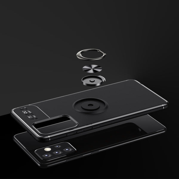 For Samsung Galaxy A52 5G 4G Metal Ring Holder 360 Degree Rotating TPU Case(Black Black)