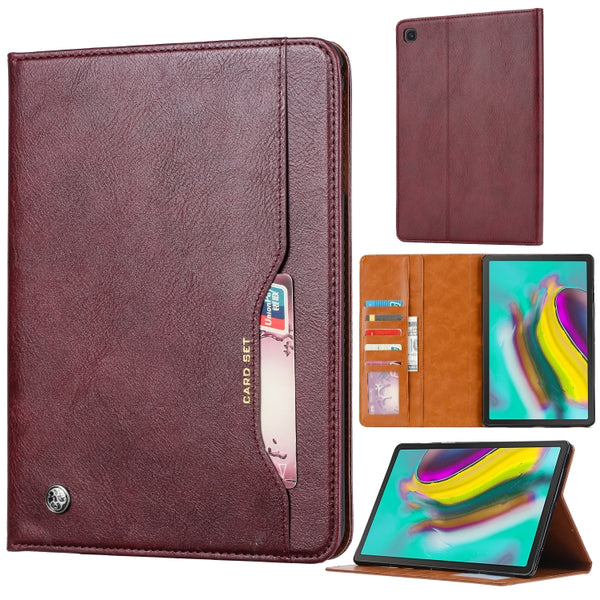 Knead Skin Texture Horizontal Flip Leather Case for Galaxy Tab A 10.1 2019 T515 T510, w...(Wine Red)