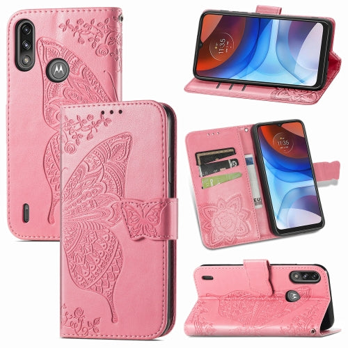 For Motorola Moto E7 Power Butterfly Love Flower Embossed Ho