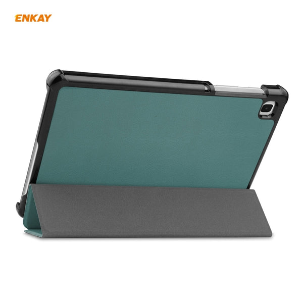 ENKAY PU Leather Plastic Case with Three-folding Holder for Samsung Galaxy Tab A7 Lite T22...(Green)