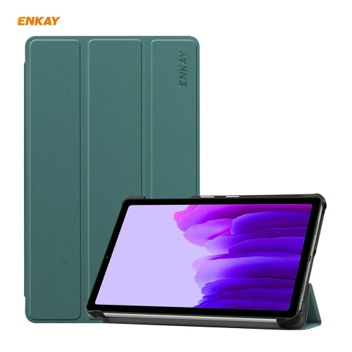 ENKAY PU Leather Plastic Case with Three-folding Holder for Samsung Galaxy Tab A7 Lite T22...(Green)