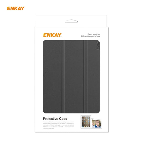 ENKAY PU Leather Plastic Case with Three-folding Holder for Samsung Galaxy Tab A7 Lite T22...(Black)