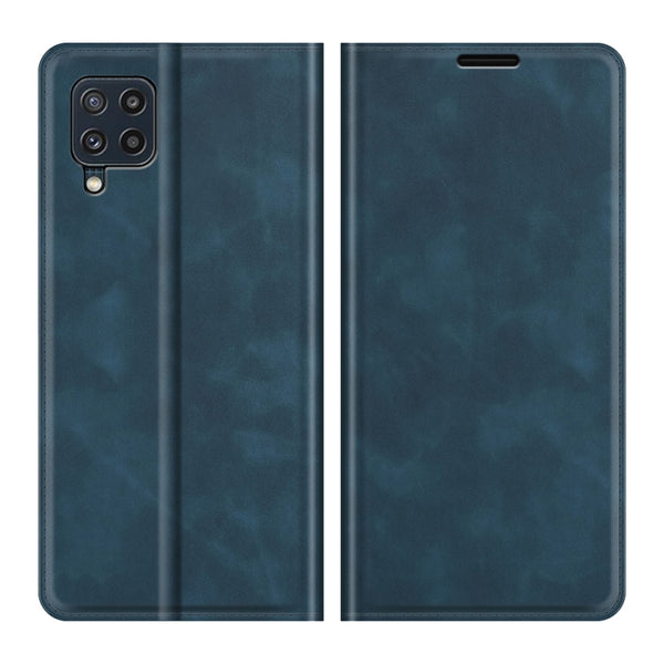 For Samsung Galaxy M32 Retro-skin Business Magnetic Suction Leather Case with Holder &...(Dark Blue)