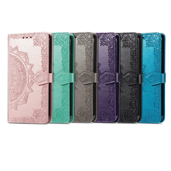 For Samsung Galaxy Z Fold3 Mandala Flower Embossed Horizontal Flip Leather Case with Holder...(Grey)