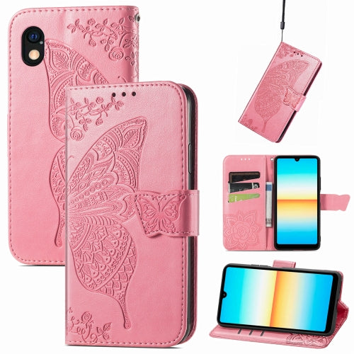 For Sony Xperia Ace III Butterfly Love Flower Embossed Leath