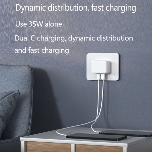 PD 35W Dual USB-C Type-C Ports Charger for iPhone iPad Series, UK Plug