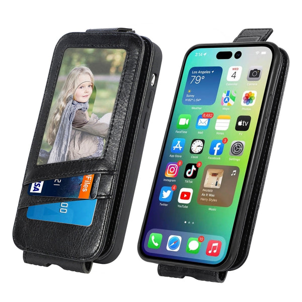 For iPhone 14 Zipper Wallet Vertical Flip Leather Phone Case(Black)