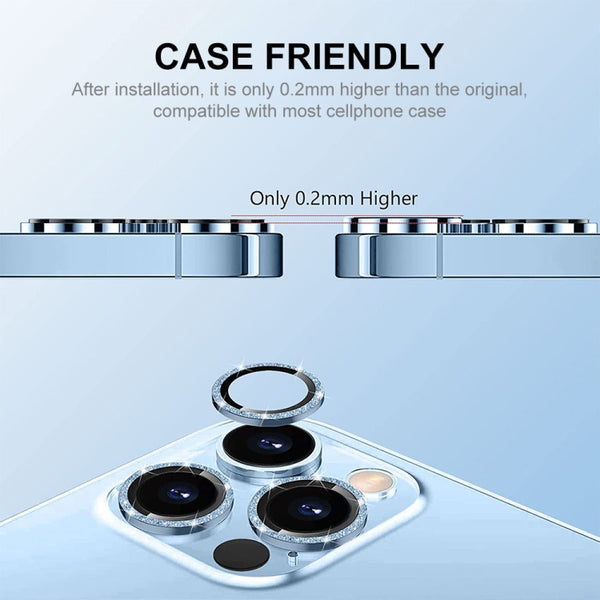 For iPhone 13 ENKAY Glitter Rear Lens Aluminium Alloy Tempered Glass Film(Blue)
