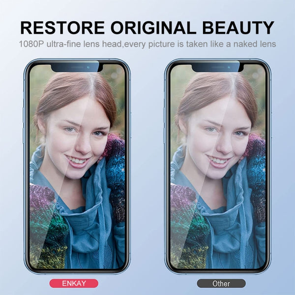 For iPhone 13 Pro 13 Pro Max ENKAY Glitter Rear Lens Aluminium Alloy Tempered Glass Film (Pink)