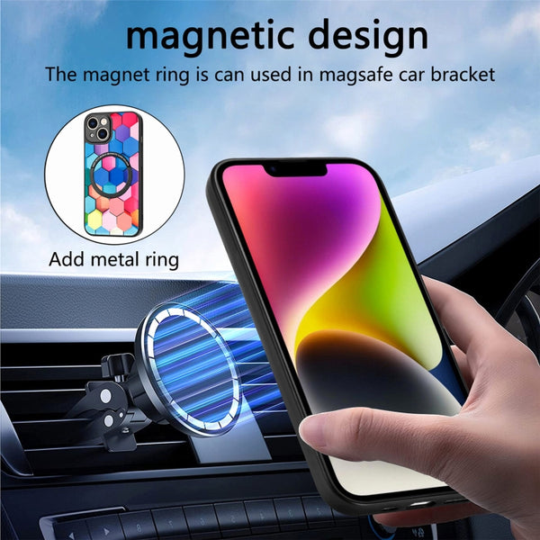 For iPhone 14 Colored Drawing Leather Back Cover Magsafe Phone Case(Magic Space)