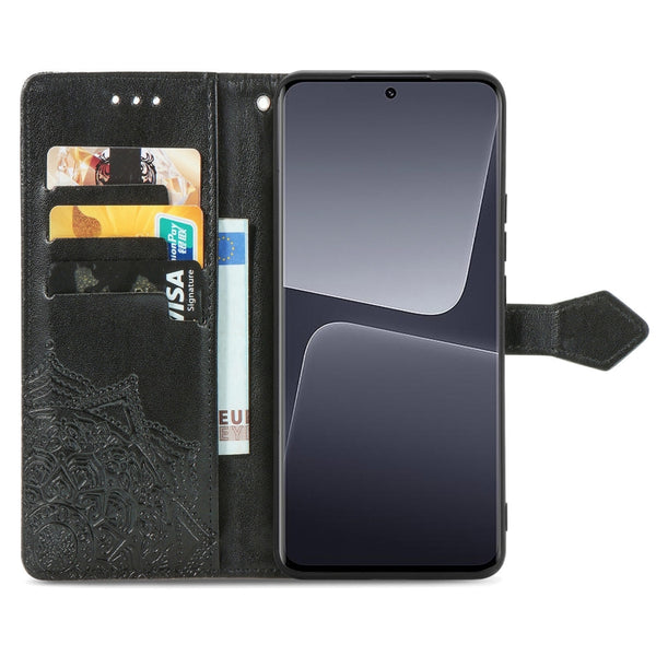 For Xiaomi 13 Pro Mandala Flower Embossed Leather Phone Case(Black)