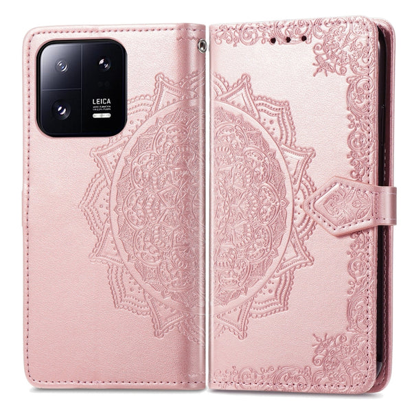 For Xiaomi 13 Pro Mandala Flower Embossed Leather Phone Case(Rose Gold)