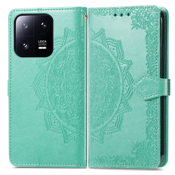 For Xiaomi 13 Pro Mandala Flower Embossed Leather Phone Case(Green)