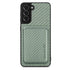 For Samsung Galaxy S21 5G Carbon Fiber Leather Card Magsafe Magnetic Phone Case(Green)