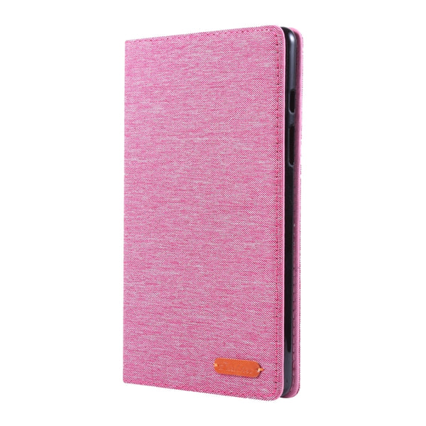 For Galaxy Tab A8.0 T290 T295 (2019) Cloth Teature Horizontal Flip PU Leather Case with...(Rose Red)