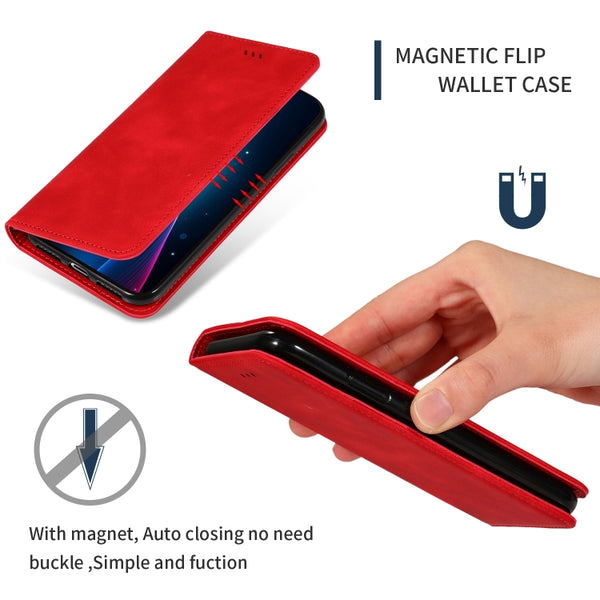 For Galaxy S20 Plus Retro Skin Feel Business Magnetic Horizontal Flip Leather Case(Red)