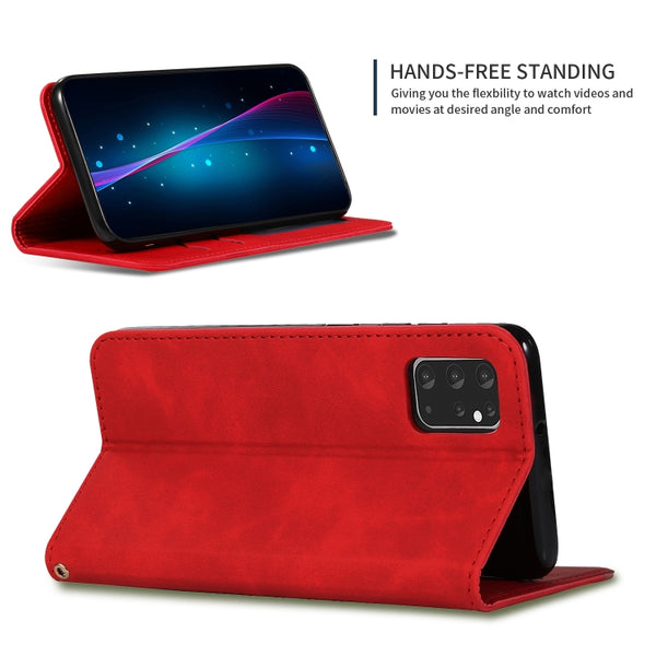 For Galaxy S20 Plus Retro Skin Feel Business Magnetic Horizontal Flip Leather Case(Red)