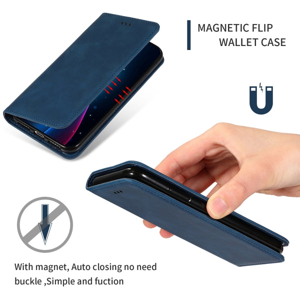 For Galaxy S20 Plus Retro Skin Feel Business Magnetic Horizontal Flip Leather Case(Navy Blue)