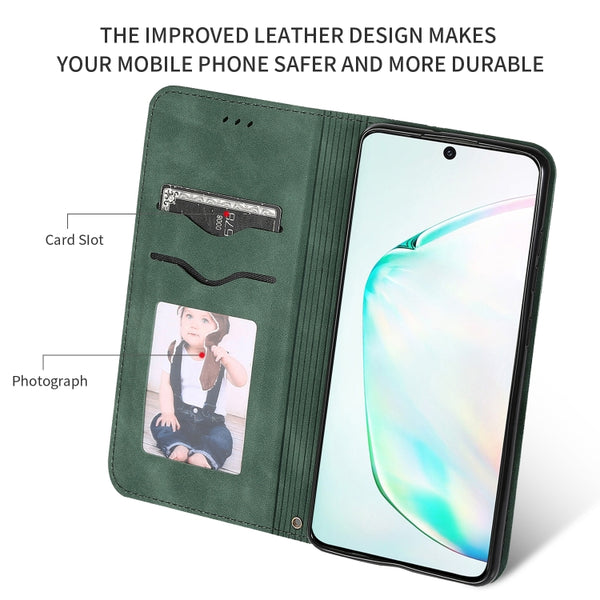 For Galaxy S20 Plus Retro Skin Feel Business Magnetic Horizontal Flip Leather Case(Army Green)