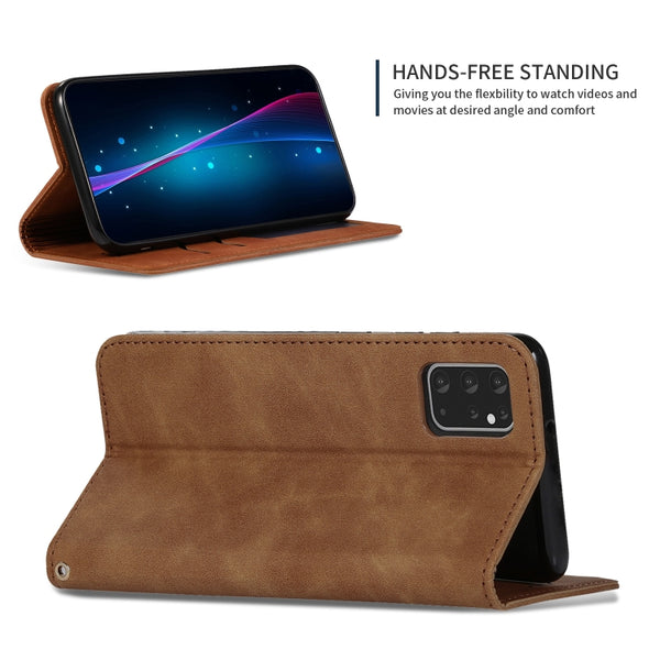 For Galaxy S20 Plus Retro Skin Feel Business Magnetic Horizontal Flip Leather Case(Brown)