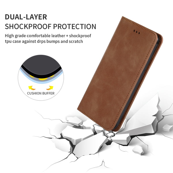 For Galaxy S20 Plus Retro Skin Feel Business Magnetic Horizontal Flip Leather Case(Brown)