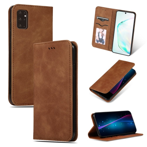 For Galaxy S20 Plus Retro Skin Feel Business Magnetic Horizontal Flip Leather Case(Brown)